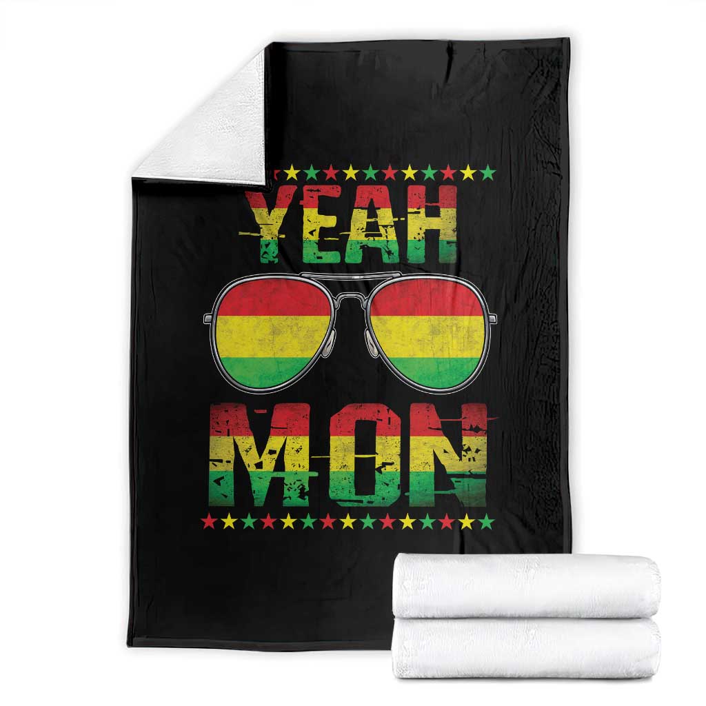 Yeah Mon Jamaican Pride Throw Blanket Jamaican Vacation Jamaica Reggae Sunglasses - Wonder Print Shop