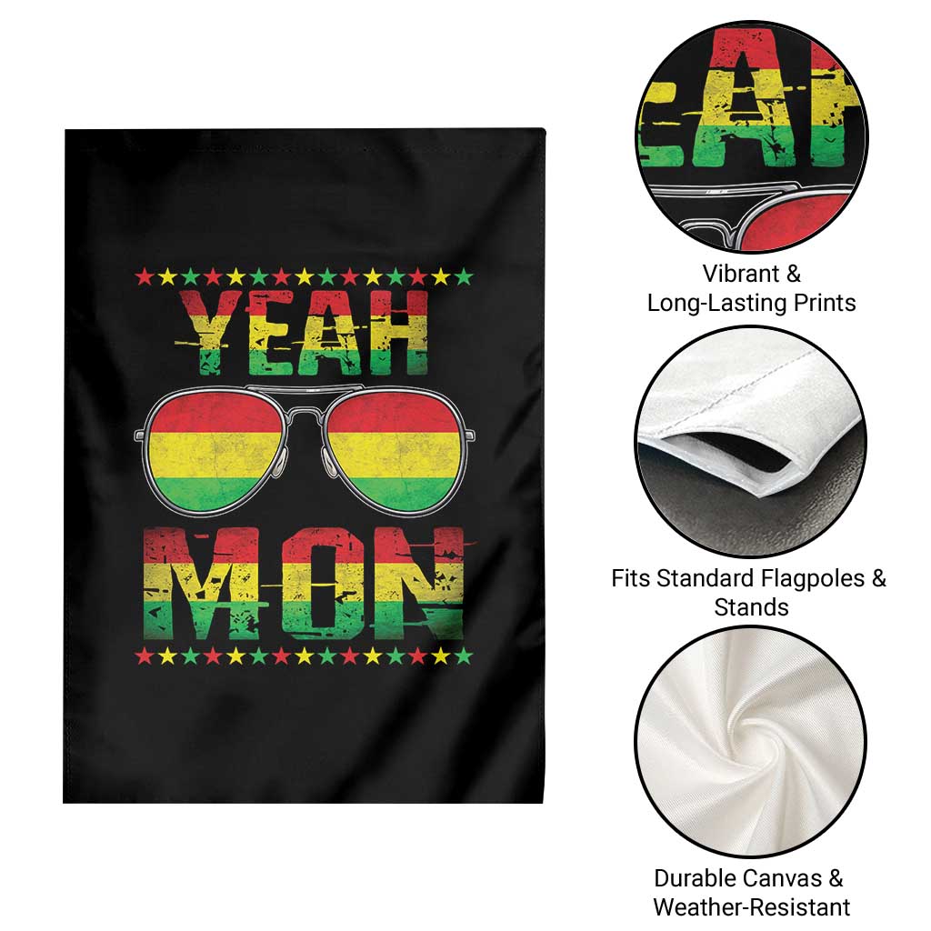 Yeah Mon Jamaican Pride Garden Flag Jamaican Vacation Jamaica Reggae Sunglasses - Wonder Print Shop