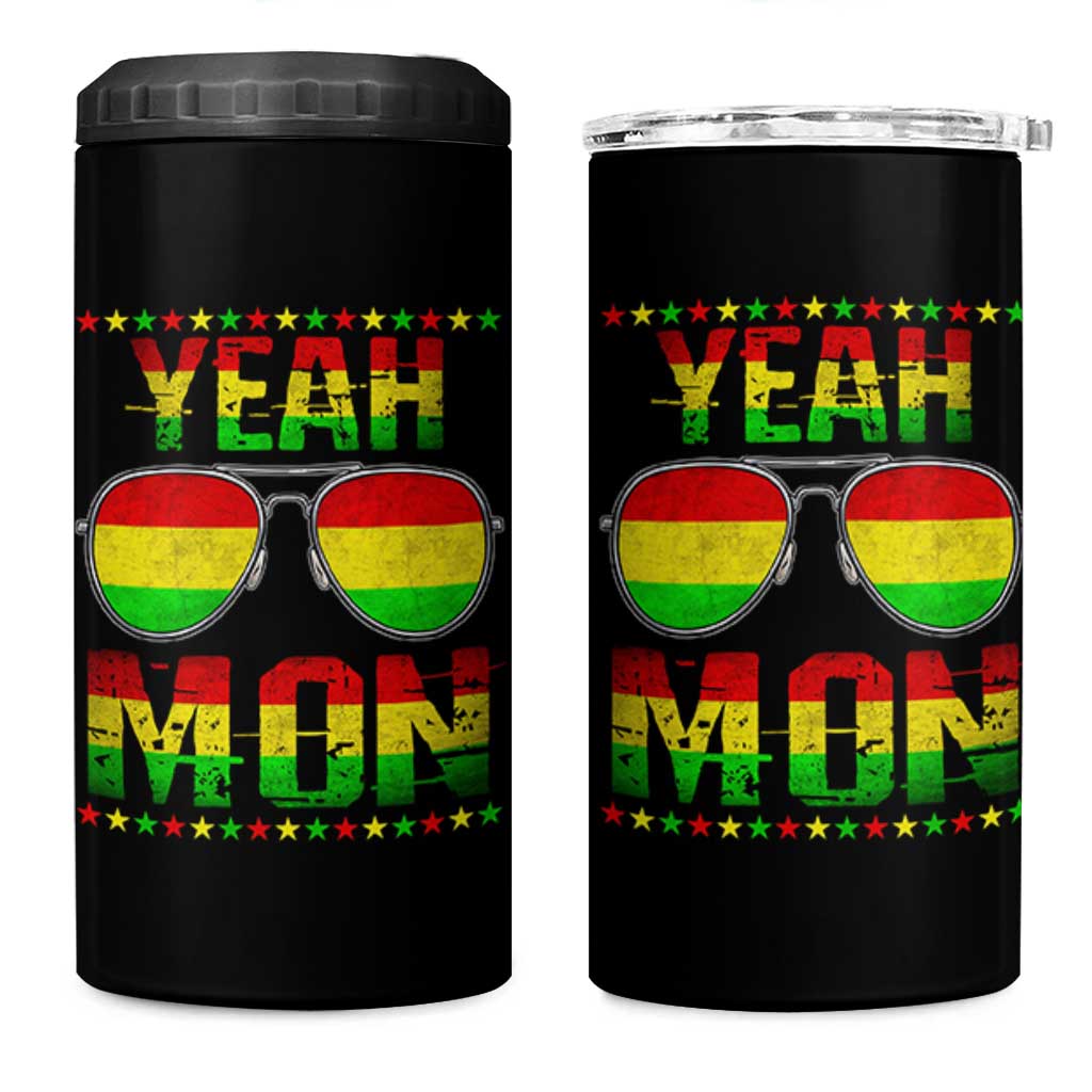Yeah Mon Jamaican Pride 4 in 1 Can Cooler Tumbler Jamaican Vacation Jamaica Reggae Sunglasses - Wonder Print Shop