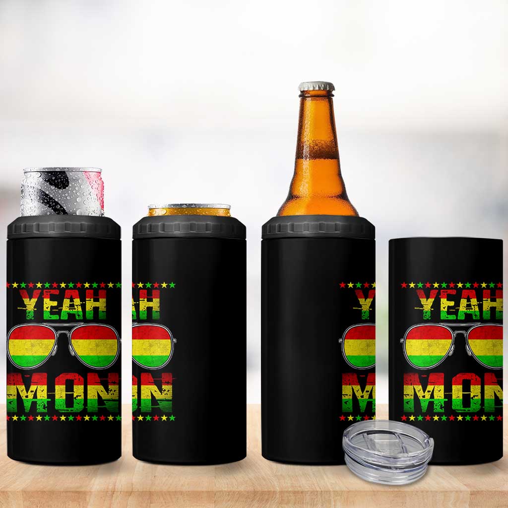 Yeah Mon Jamaican Pride 4 in 1 Can Cooler Tumbler Jamaican Vacation Jamaica Reggae Sunglasses - Wonder Print Shop