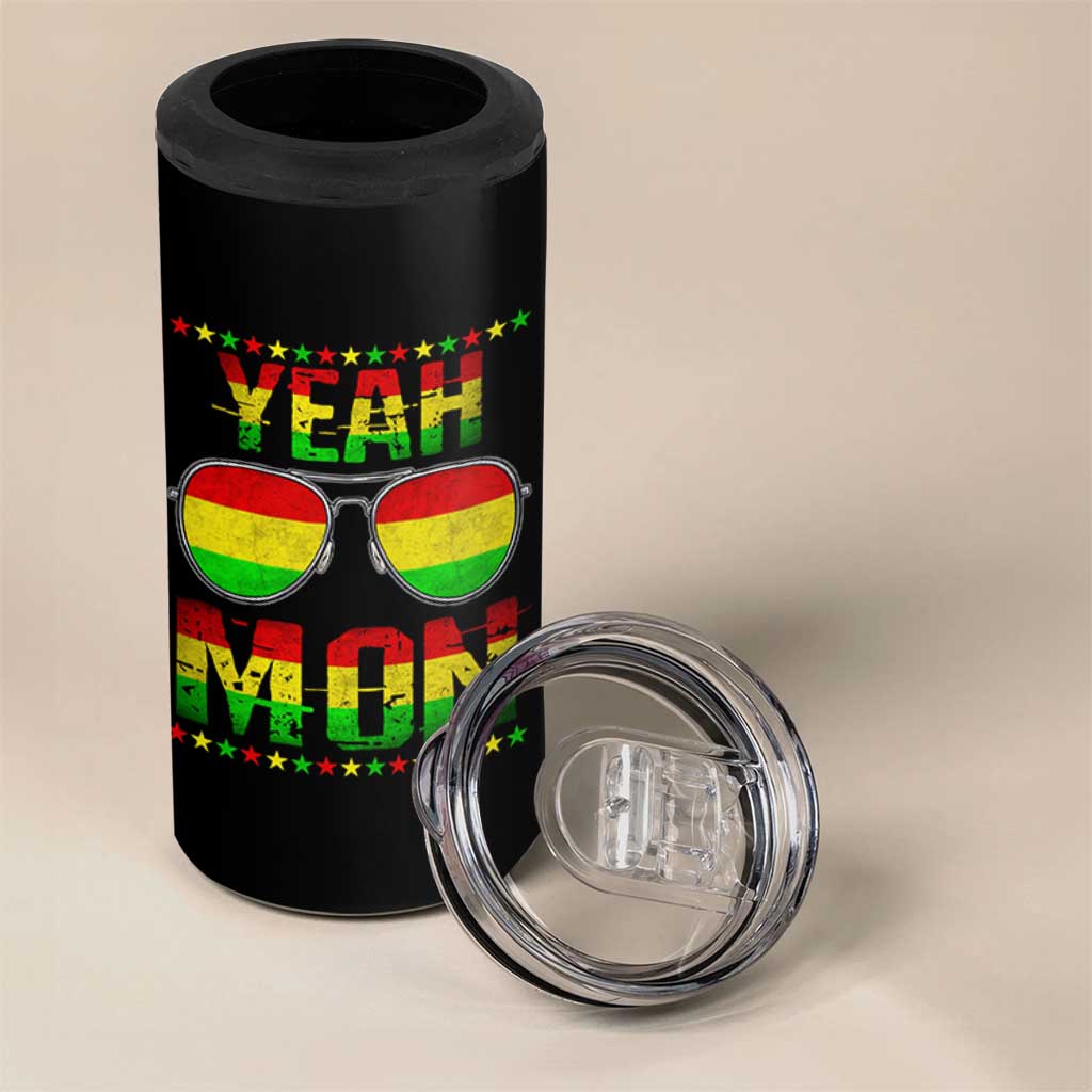 Yeah Mon Jamaican Pride 4 in 1 Can Cooler Tumbler Jamaican Vacation Jamaica Reggae Sunglasses - Wonder Print Shop