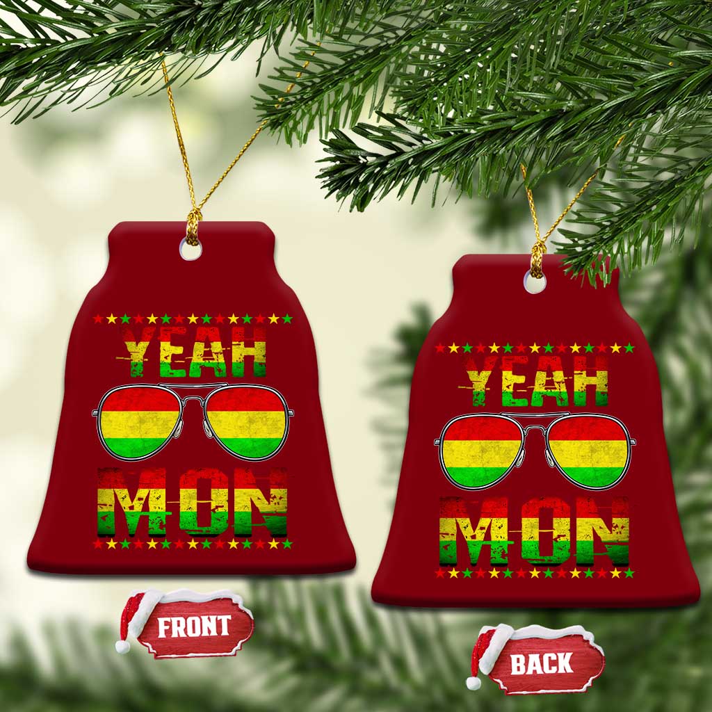 Yeah Mon Jamaican Pride Ceramic Ornament Jamaican Vacation Jamaica Reggae Sunglasses - Wonder Print Shop