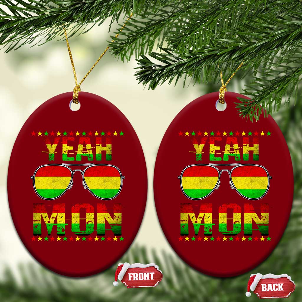 Yeah Mon Jamaican Pride Ceramic Ornament Jamaican Vacation Jamaica Reggae Sunglasses - Wonder Print Shop