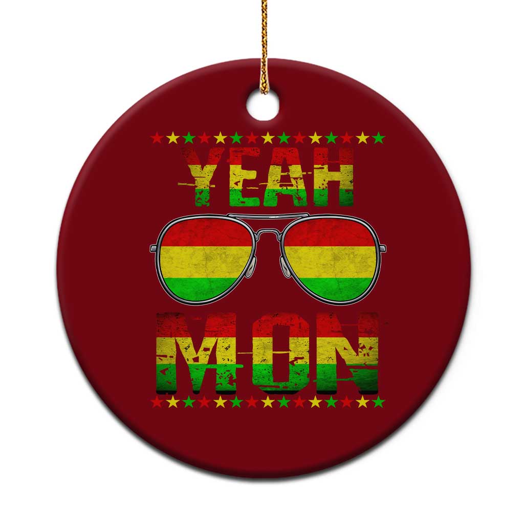 Yeah Mon Jamaican Pride Ceramic Ornament Jamaican Vacation Jamaica Reggae Sunglasses - Wonder Print Shop
