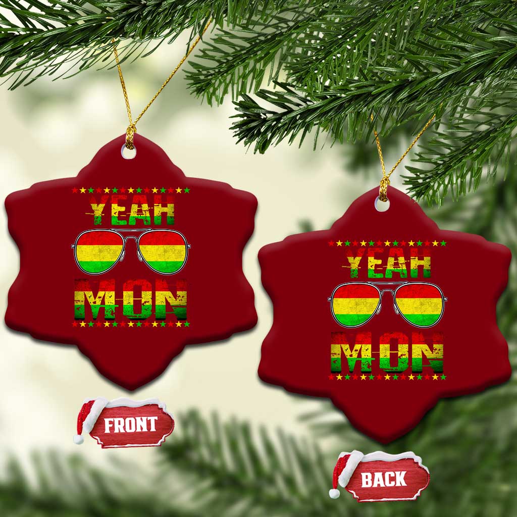Yeah Mon Jamaican Pride Ceramic Ornament Jamaican Vacation Jamaica Reggae Sunglasses - Wonder Print Shop