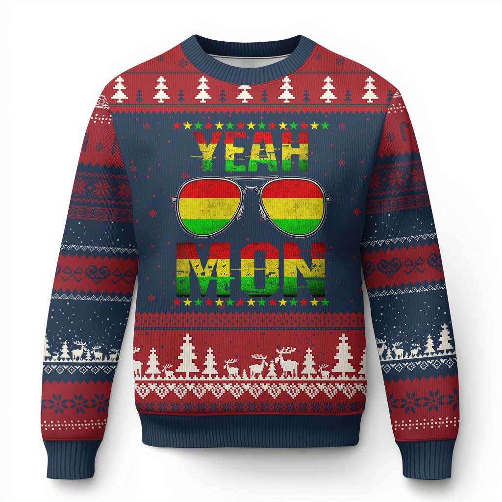 Yeah Mon Jamaican Pride Ugly Christmas Sweater Jamaican Vacation Jamaica Reggae Sunglasses - Wonder Print Shop