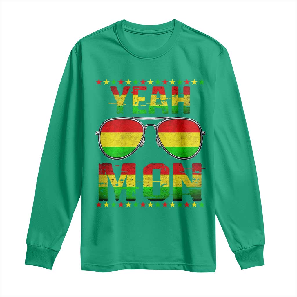 Yeah Mon Jamaican Pride Long Sleeve Shirt Jamaican Vacation Jamaica Reggae Sunglasses - Wonder Print Shop