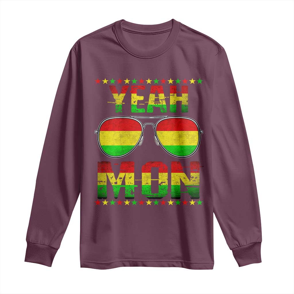 Yeah Mon Jamaican Pride Long Sleeve Shirt Jamaican Vacation Jamaica Reggae Sunglasses - Wonder Print Shop