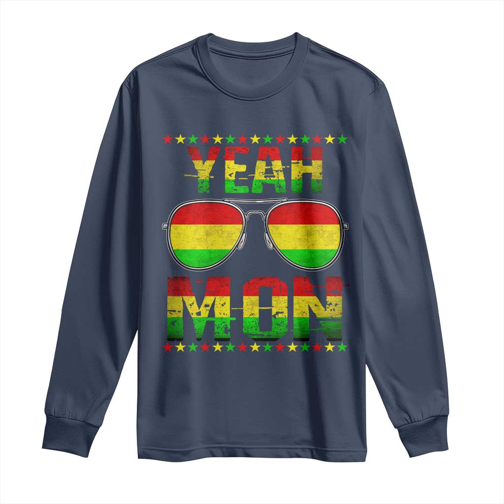 Yeah Mon Jamaican Pride Long Sleeve Shirt Jamaican Vacation Jamaica Reggae Sunglasses - Wonder Print Shop