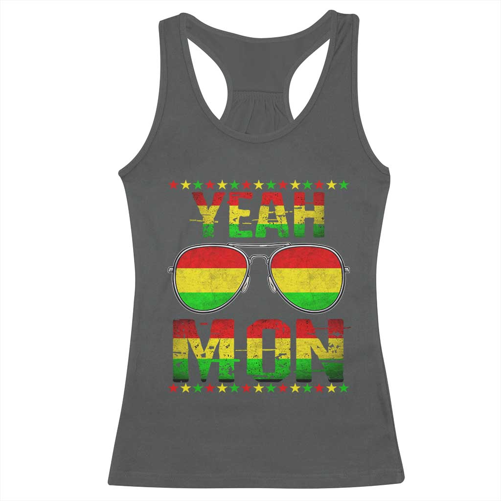 Yeah Mon Jamaican Pride Racerback Tank Top Jamaican Vacation Jamaica Reggae Sunglasses - Wonder Print Shop