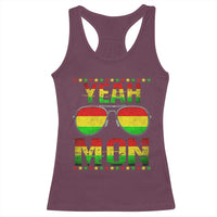 Yeah Mon Jamaican Pride Racerback Tank Top Jamaican Vacation Jamaica Reggae Sunglasses - Wonder Print Shop