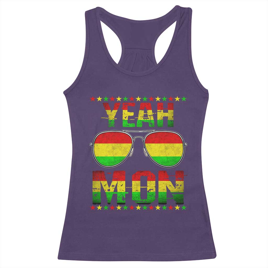 Yeah Mon Jamaican Pride Racerback Tank Top Jamaican Vacation Jamaica Reggae Sunglasses - Wonder Print Shop
