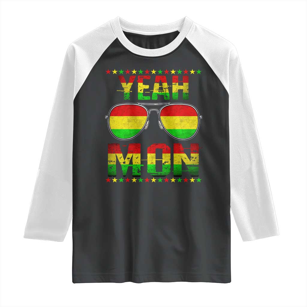 Yeah Mon Jamaican Pride Raglan Shirt Jamaican Vacation Jamaica Reggae Sunglasses - Wonder Print Shop