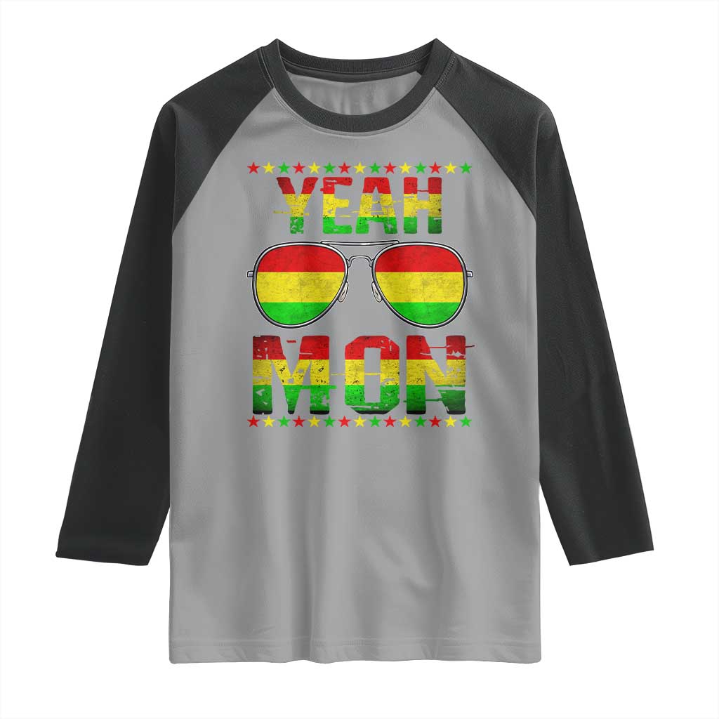 Yeah Mon Jamaican Pride Raglan Shirt Jamaican Vacation Jamaica Reggae Sunglasses - Wonder Print Shop