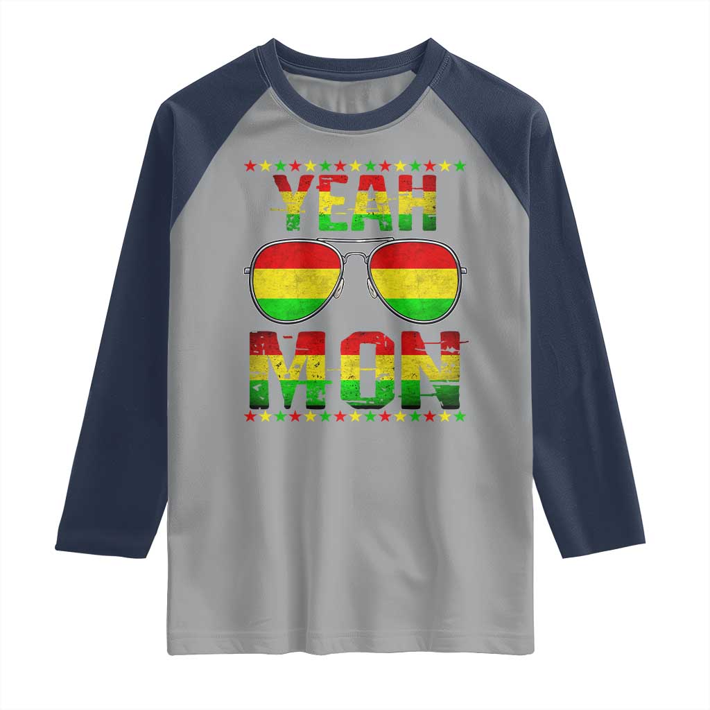 Yeah Mon Jamaican Pride Raglan Shirt Jamaican Vacation Jamaica Reggae Sunglasses - Wonder Print Shop