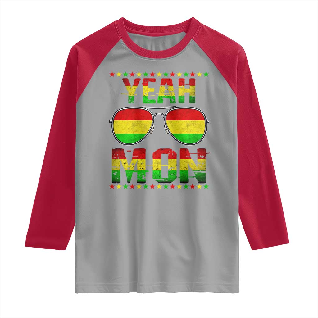 Yeah Mon Jamaican Pride Raglan Shirt Jamaican Vacation Jamaica Reggae Sunglasses - Wonder Print Shop
