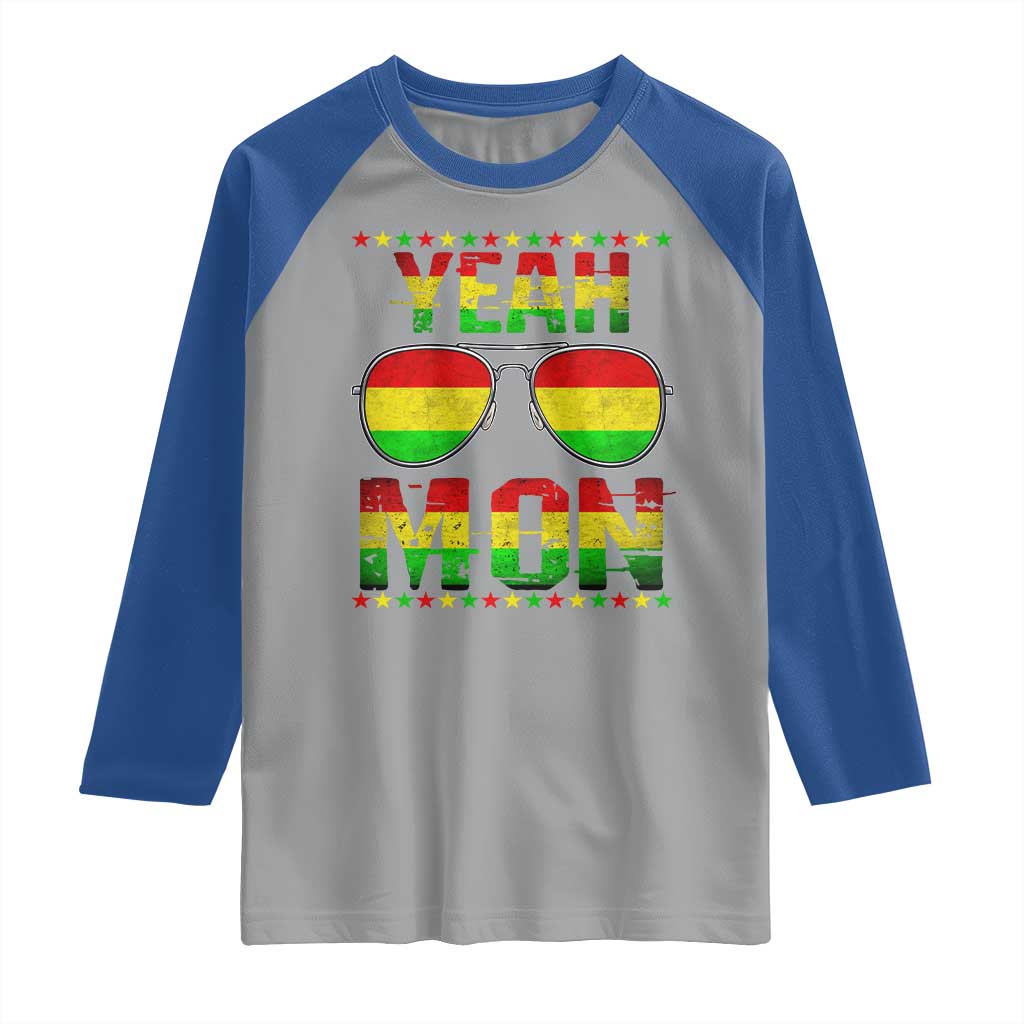 Yeah Mon Jamaican Pride Raglan Shirt Jamaican Vacation Jamaica Reggae Sunglasses - Wonder Print Shop