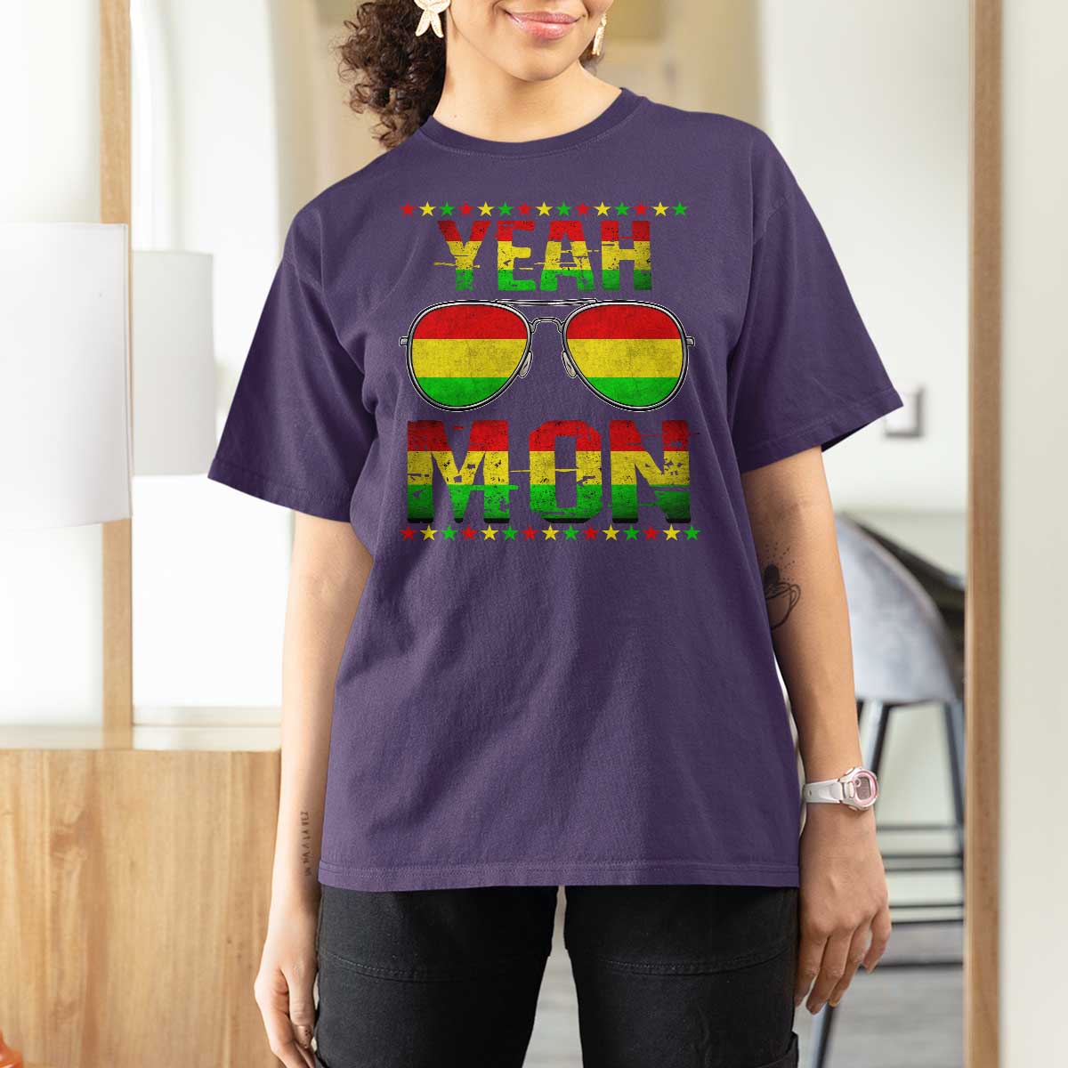 Yeah Mon Jamaican Pride T Shirt For Women Jamaican Vacation Jamaica Reggae Sunglasses - Wonder Print Shop