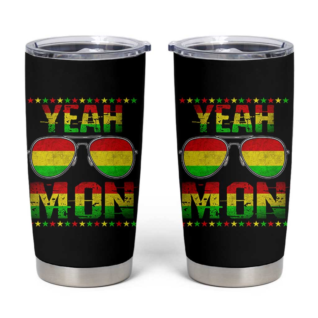 Yeah Mon Jamaican Pride Tumbler Cup Jamaican Vacation Jamaica Reggae Sunglasses - Wonder Print Shop