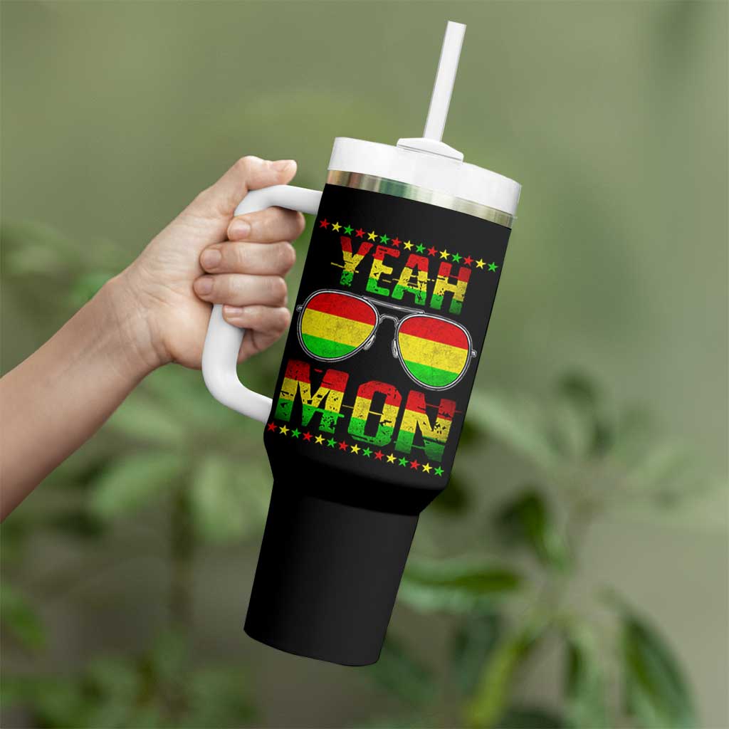 Yeah Mon Jamaican Pride Tumbler With Handle Jamaican Vacation Jamaica Reggae Sunglasses - Wonder Print Shop