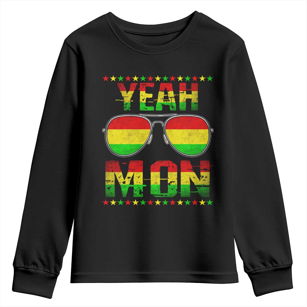 Yeah Mon Jamaican Pride Youth Sweatshirt Jamaican Vacation Jamaica Reggae Sunglasses - Wonder Print Shop