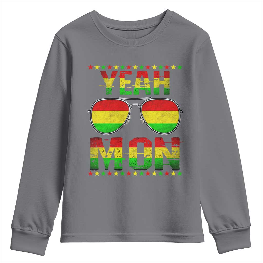 Yeah Mon Jamaican Pride Youth Sweatshirt Jamaican Vacation Jamaica Reggae Sunglasses - Wonder Print Shop