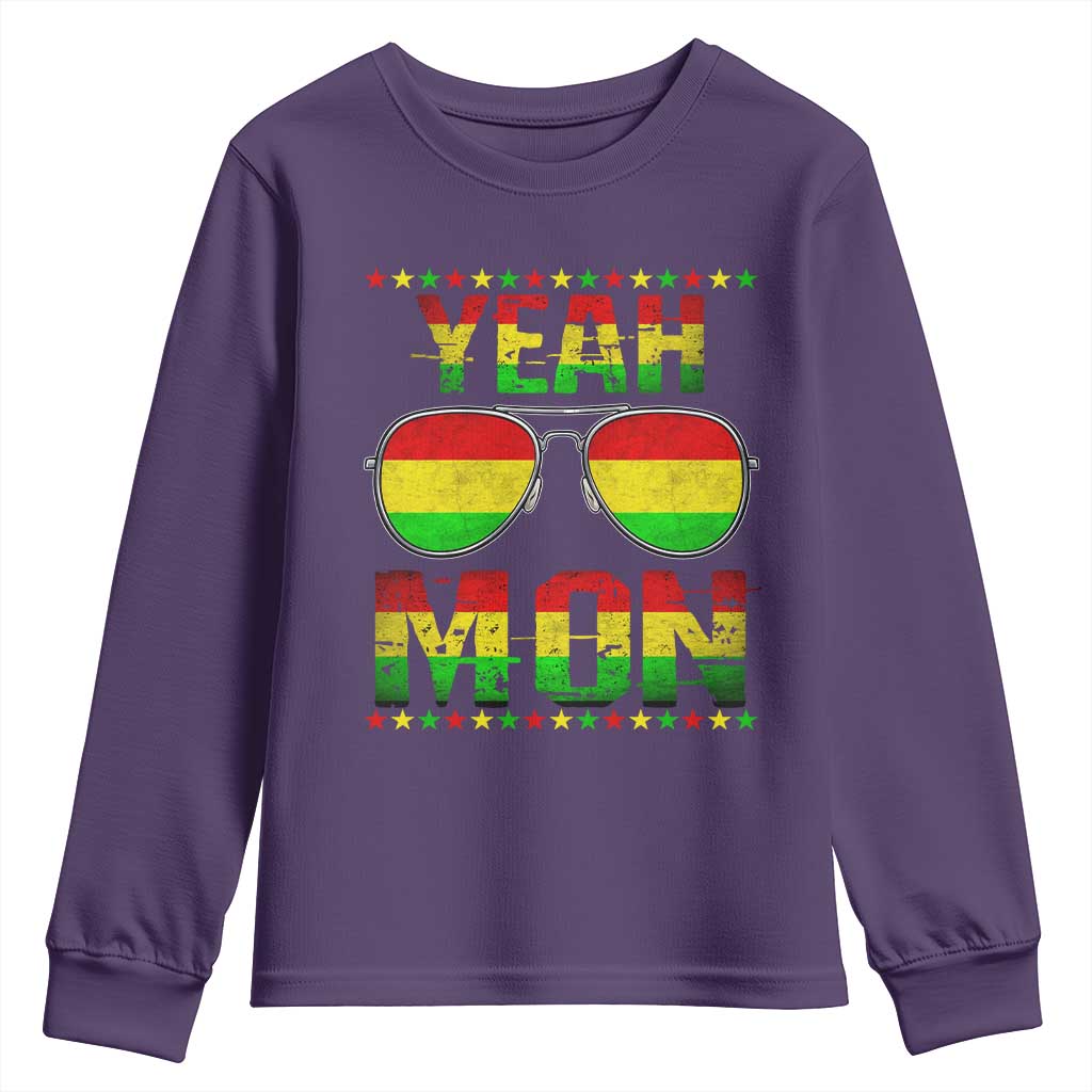 Yeah Mon Jamaican Pride Youth Sweatshirt Jamaican Vacation Jamaica Reggae Sunglasses - Wonder Print Shop