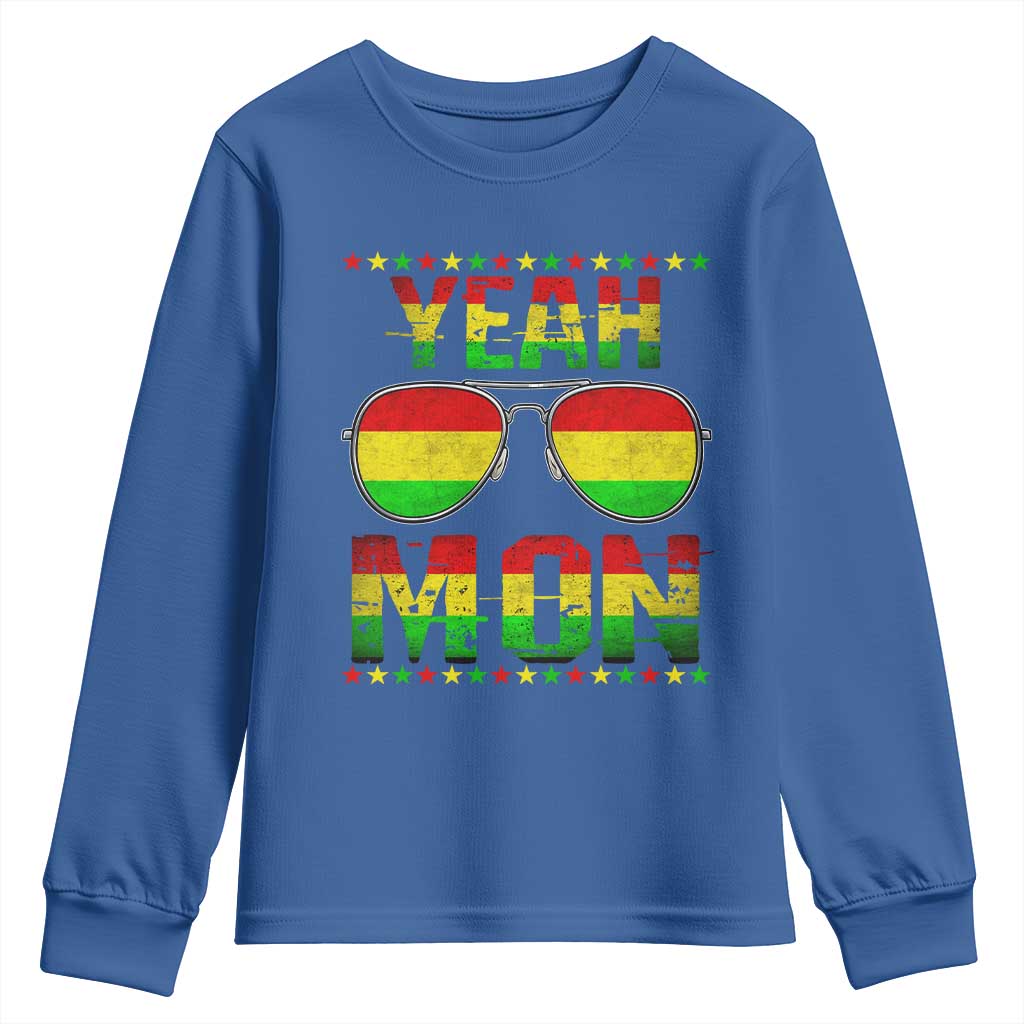Yeah Mon Jamaican Pride Youth Sweatshirt Jamaican Vacation Jamaica Reggae Sunglasses - Wonder Print Shop