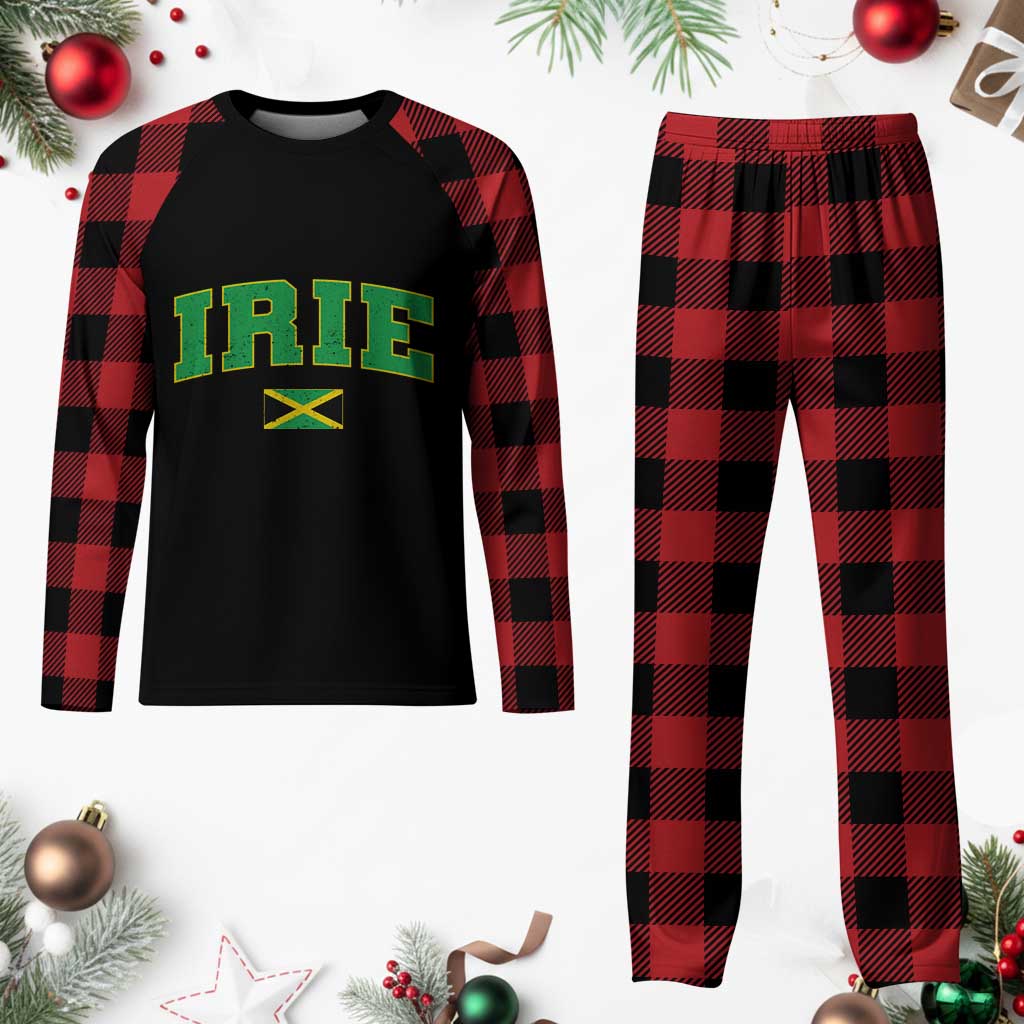 Irie Jamaican Rasta Plaid Pajama Set Funny Jamaica Jamaican Flag Rasta Reggae Roots - Wonder Print Shop