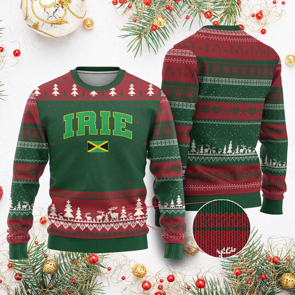 Irie Jamaican Rasta Ugly Christmas Sweater Funny Jamaica Jamaican Flag Rasta Reggae Roots - Wonder Print Shop
