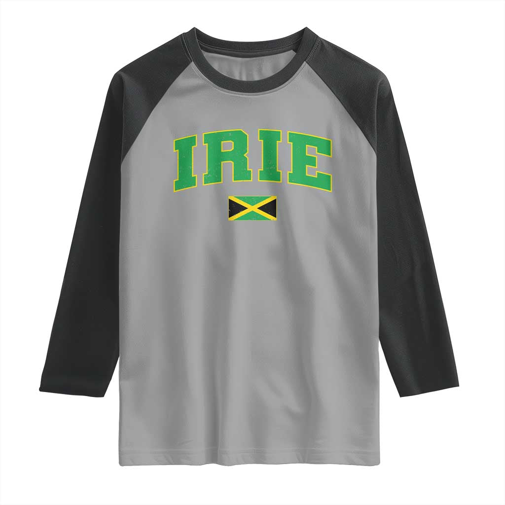 Irie Jamaican Rasta Raglan Shirt Funny Jamaica Jamaican Flag Rasta Reggae Roots - Wonder Print Shop