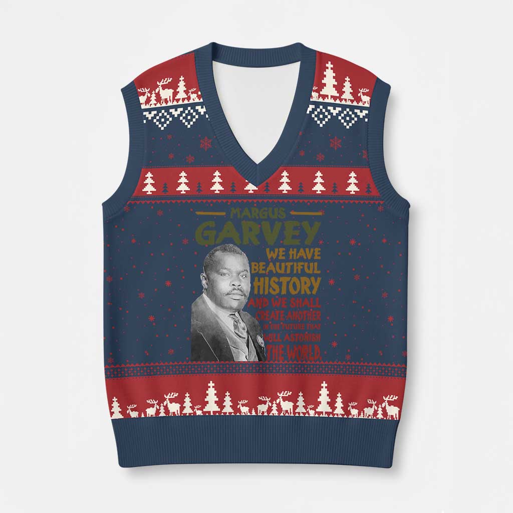 Marcus Garvey Quote V-Neck Knit Sweater Vest Black History Month - Wonder Print Shop