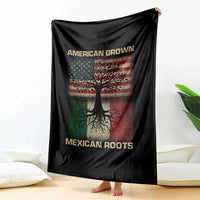 American Grown Mexican Roots Throw Blanket Retro Mexico America Flag