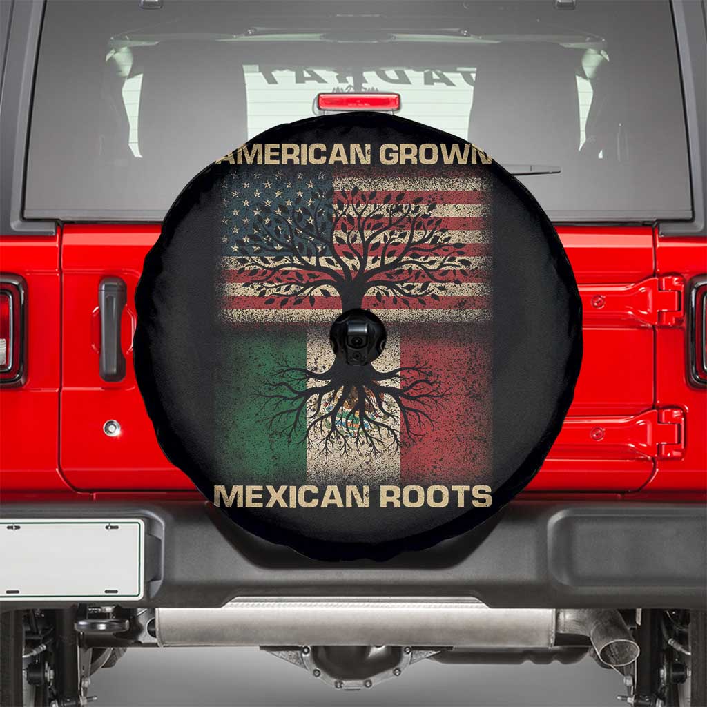 American Grown Mexican Roots Spare Tire Cover Retro Mexico America Flag