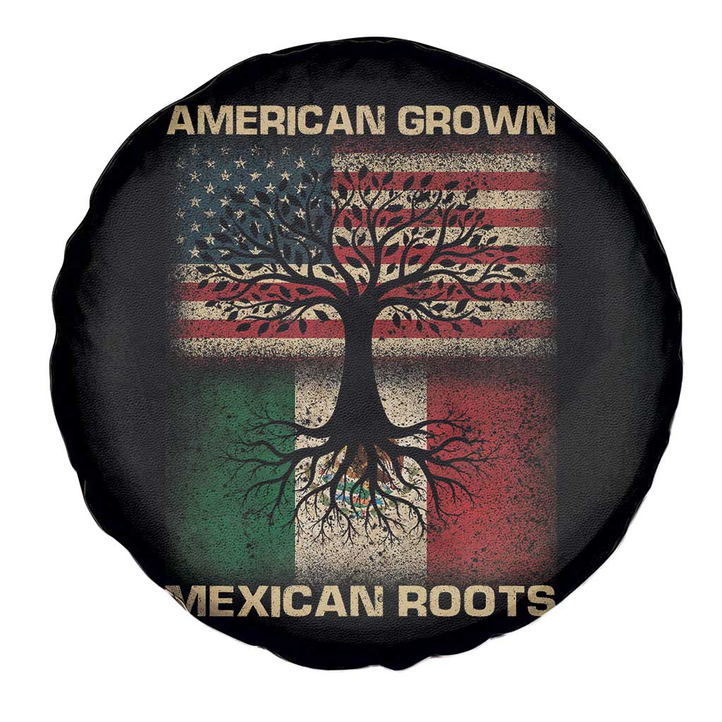 American Grown Mexican Roots Spare Tire Cover Retro Mexico America Flag