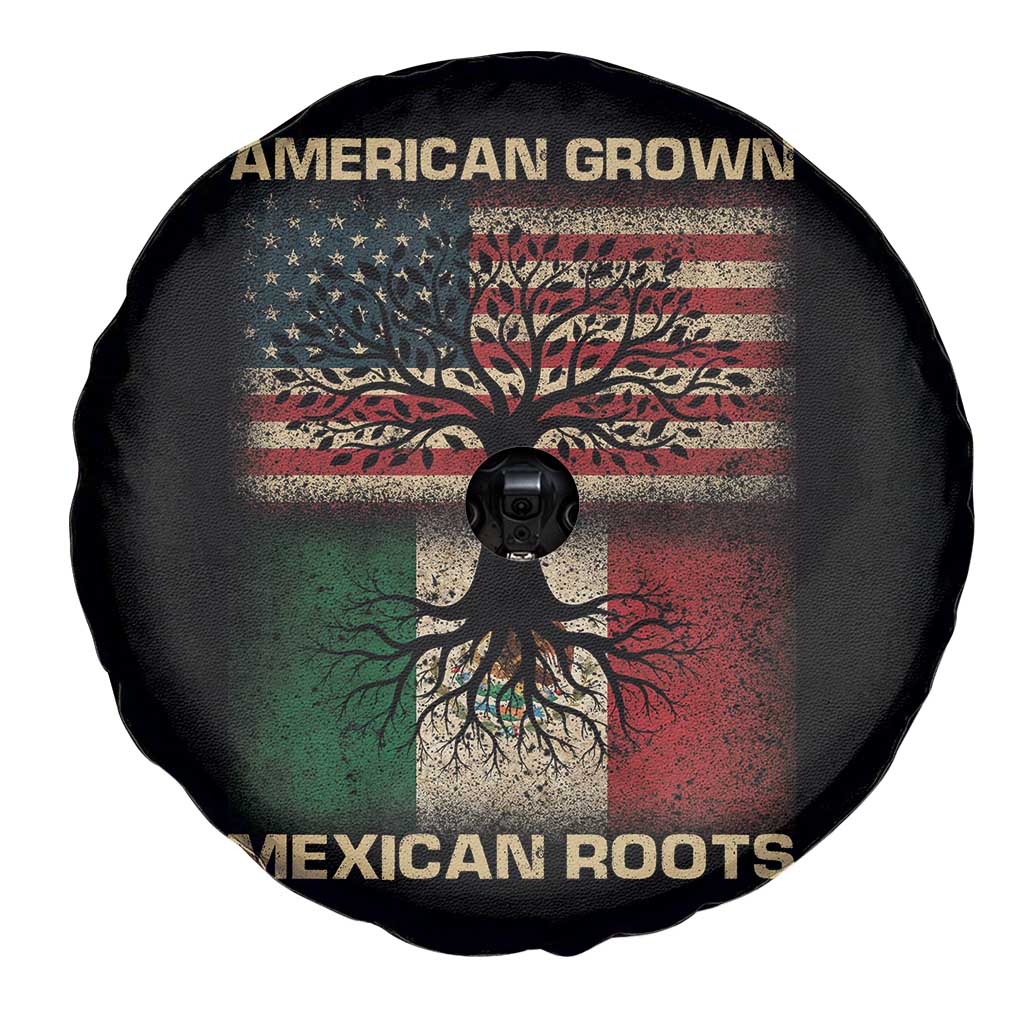 American Grown Mexican Roots Spare Tire Cover Retro Mexico America Flag