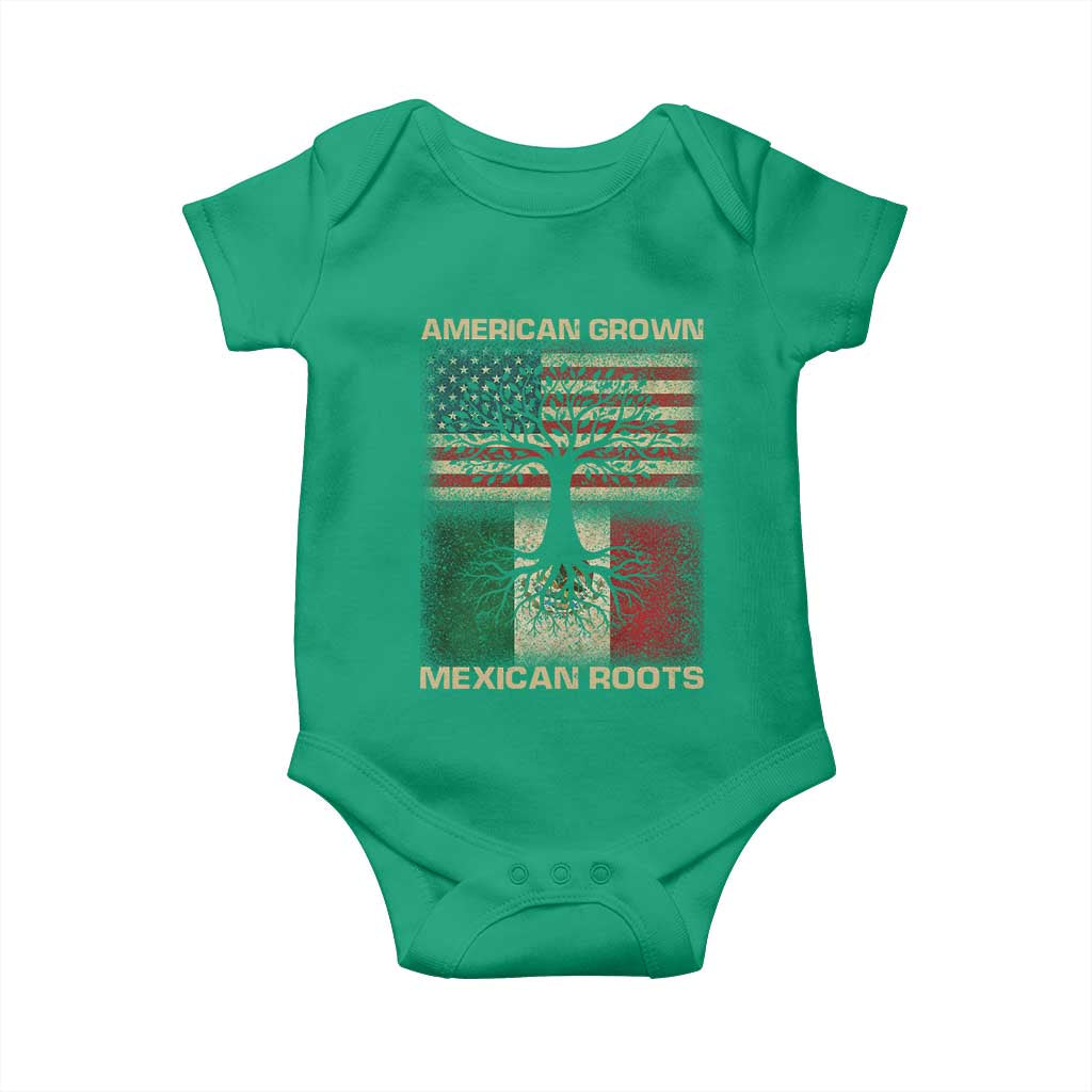 American Grown Mexican Roots Baby Onesie Retro Mexico America Flag