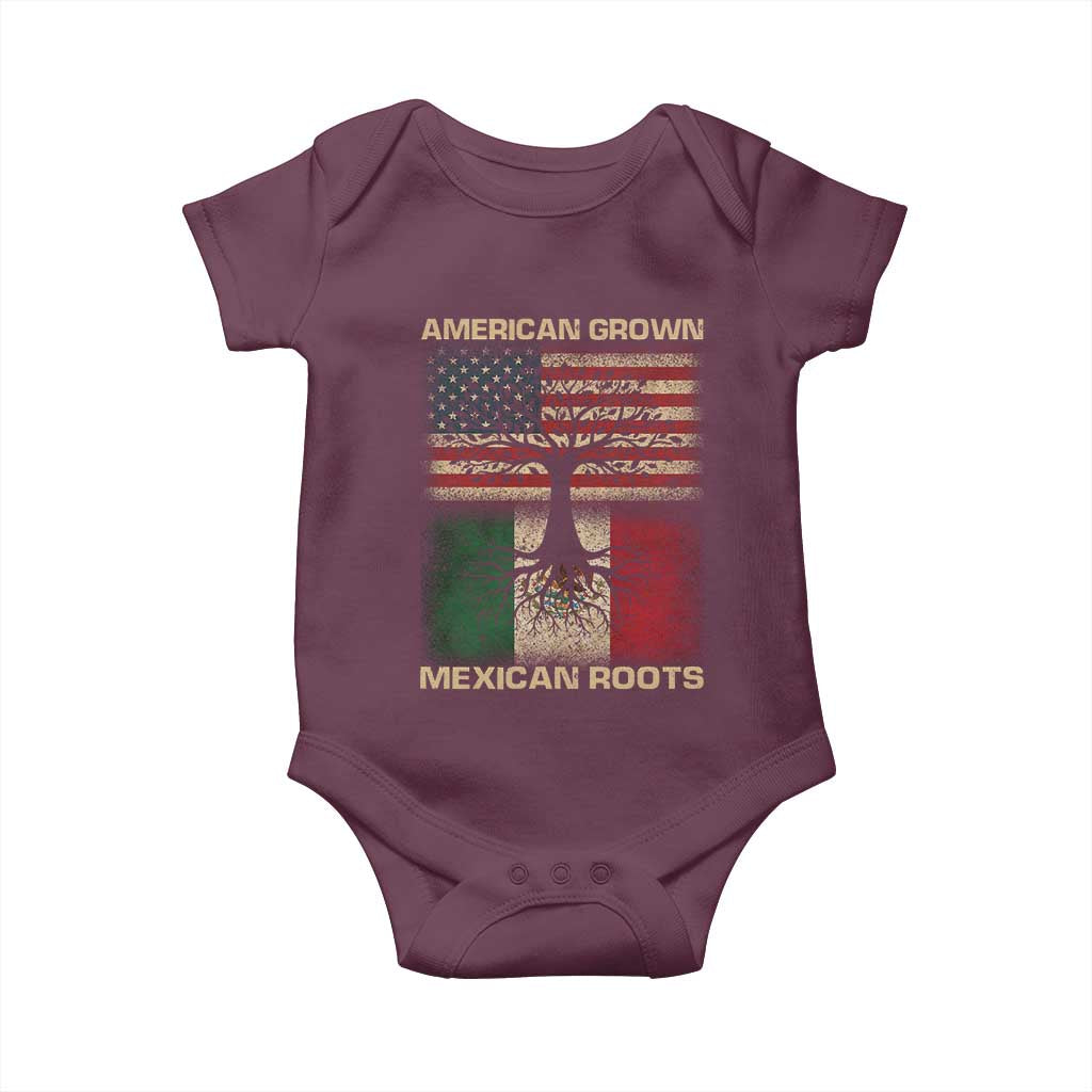 American Grown Mexican Roots Baby Onesie Retro Mexico America Flag