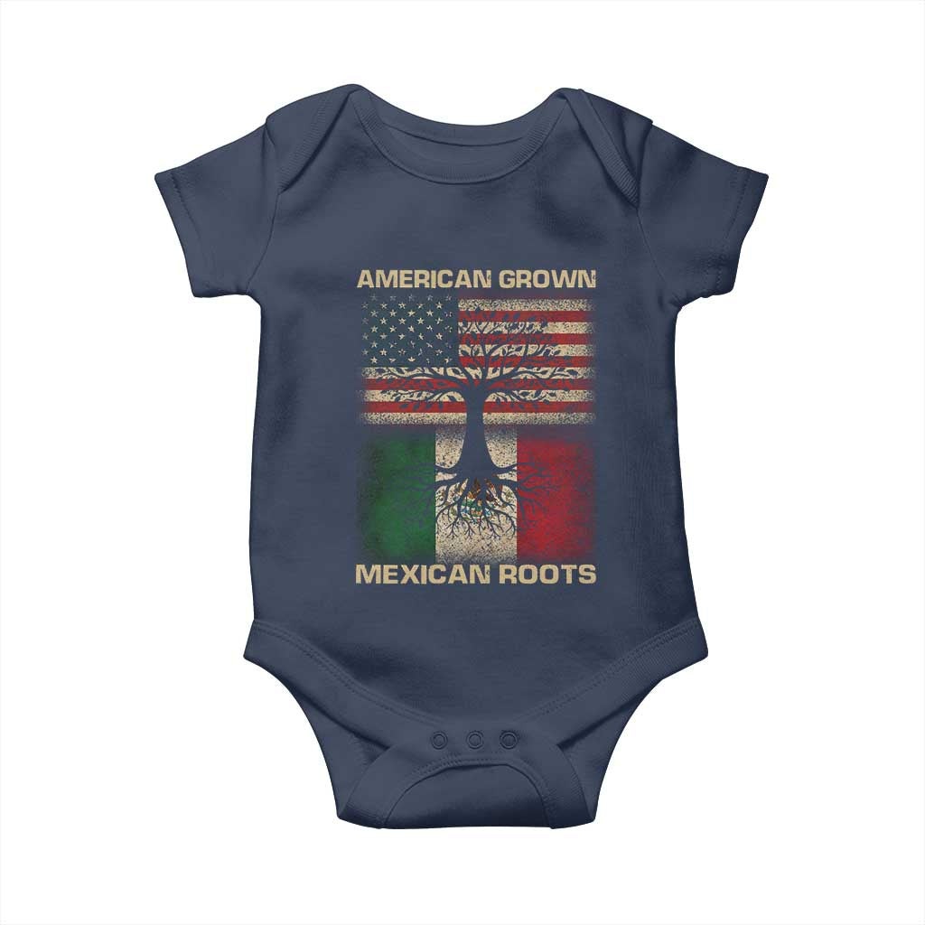 American Grown Mexican Roots Baby Onesie Retro Mexico America Flag