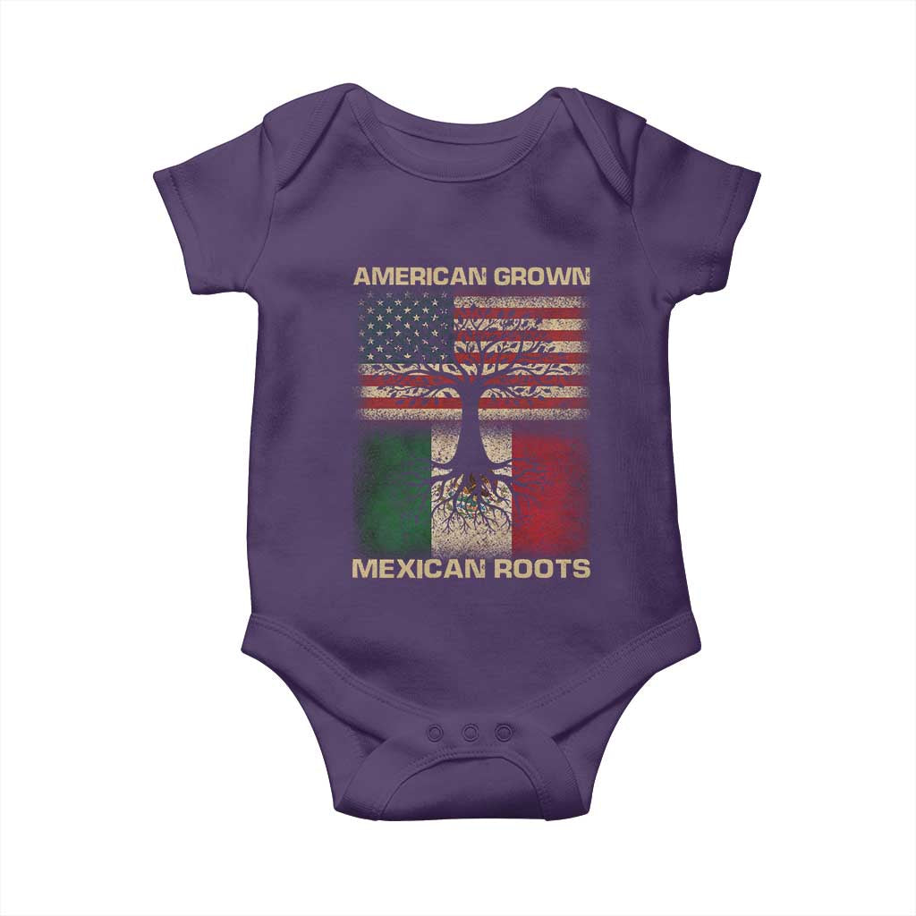 American Grown Mexican Roots Baby Onesie Retro Mexico America Flag