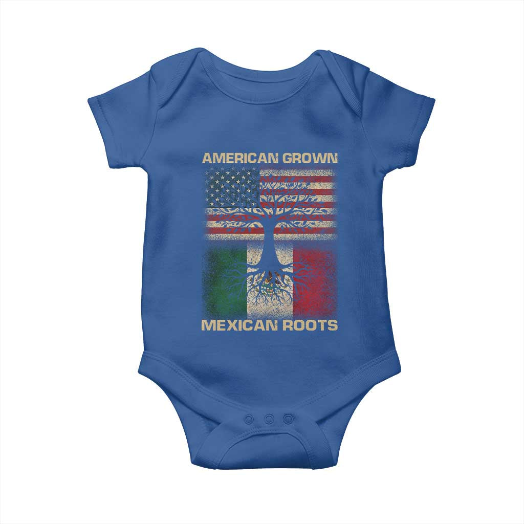 American Grown Mexican Roots Baby Onesie Retro Mexico America Flag
