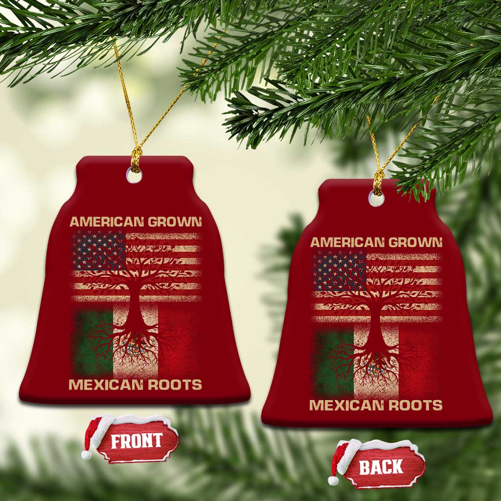 American Grown Mexican Roots Ceramic Ornament Retro Mexico America Flag