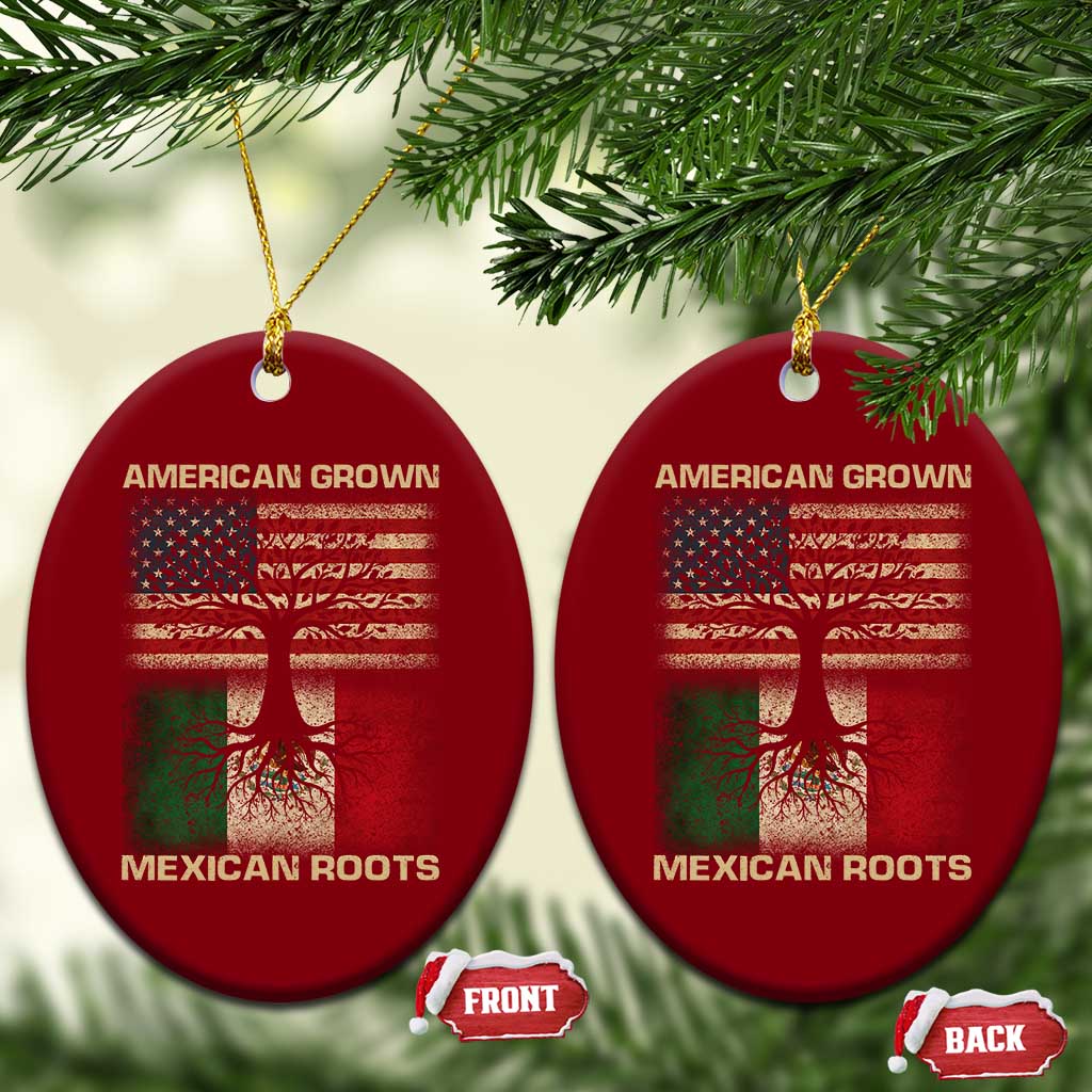 American Grown Mexican Roots Ceramic Ornament Retro Mexico America Flag