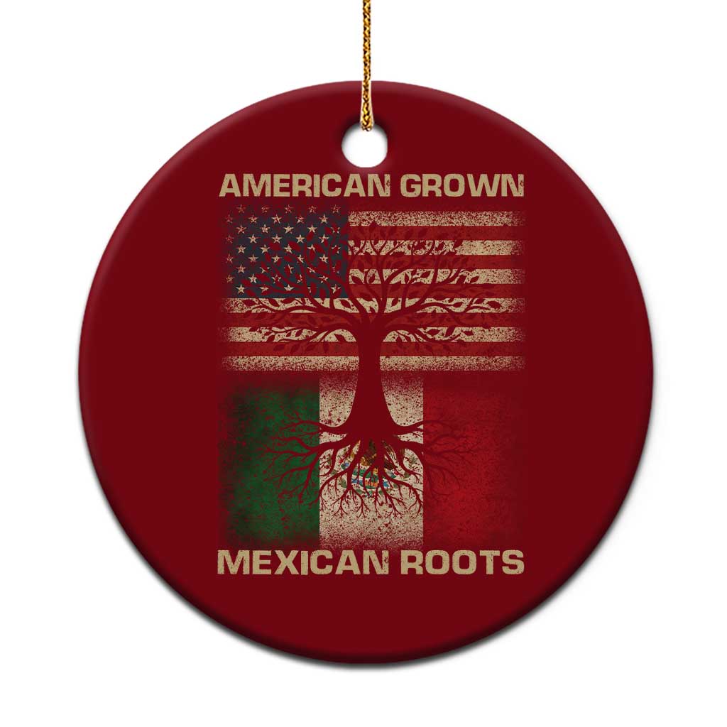 American Grown Mexican Roots Ceramic Ornament Retro Mexico America Flag