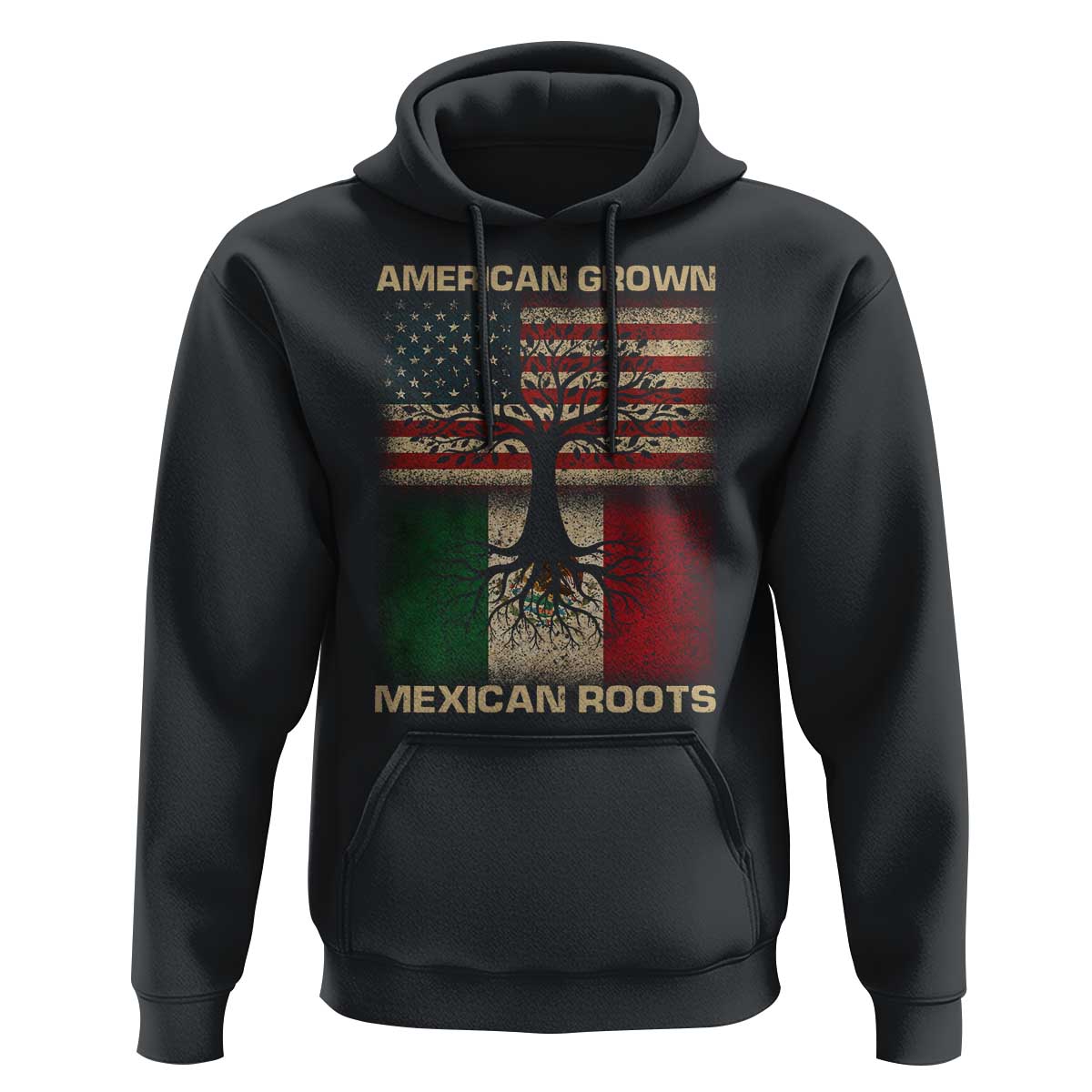 American Grown Mexican Roots Hoodie Retro Mexico America Flag