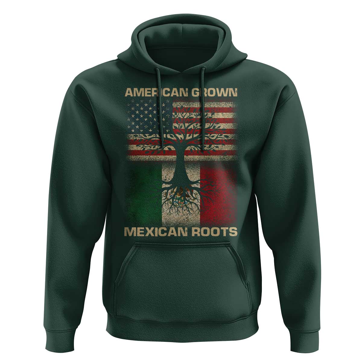 American Grown Mexican Roots Hoodie Retro Mexico America Flag