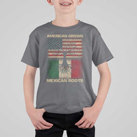 American Grown Mexican Roots T Shirt For Kid Retro Mexico America Flag