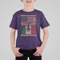 American Grown Mexican Roots T Shirt For Kid Retro Mexico America Flag