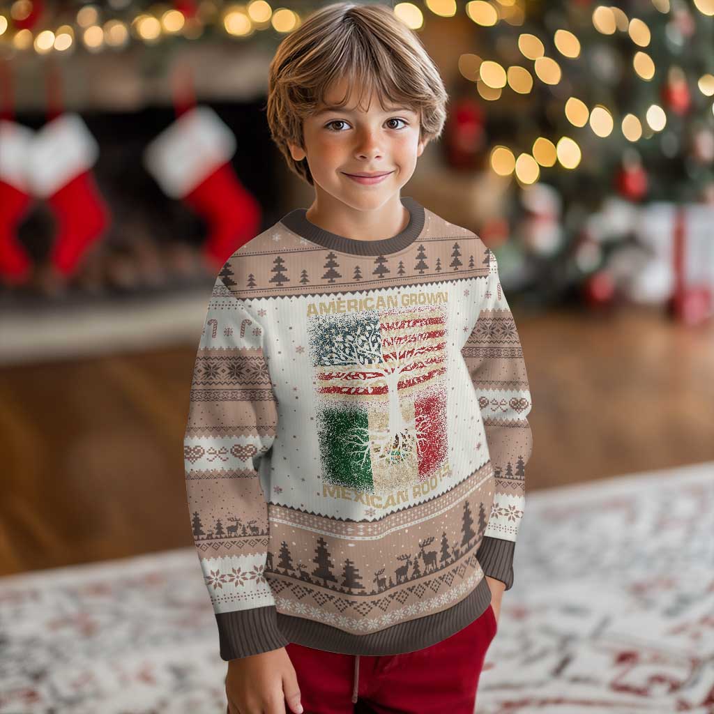 American Grown Mexican Roots Ugly Christmas Sweater Retro Mexico America Flag