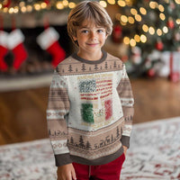 American Grown Mexican Roots Ugly Christmas Sweater Retro Mexico America Flag